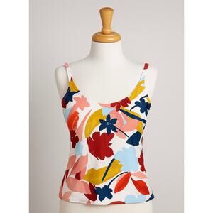 Catalina Multicolor Floral Print Tankini Swim Top XL Scoop Neck NWT Stretch